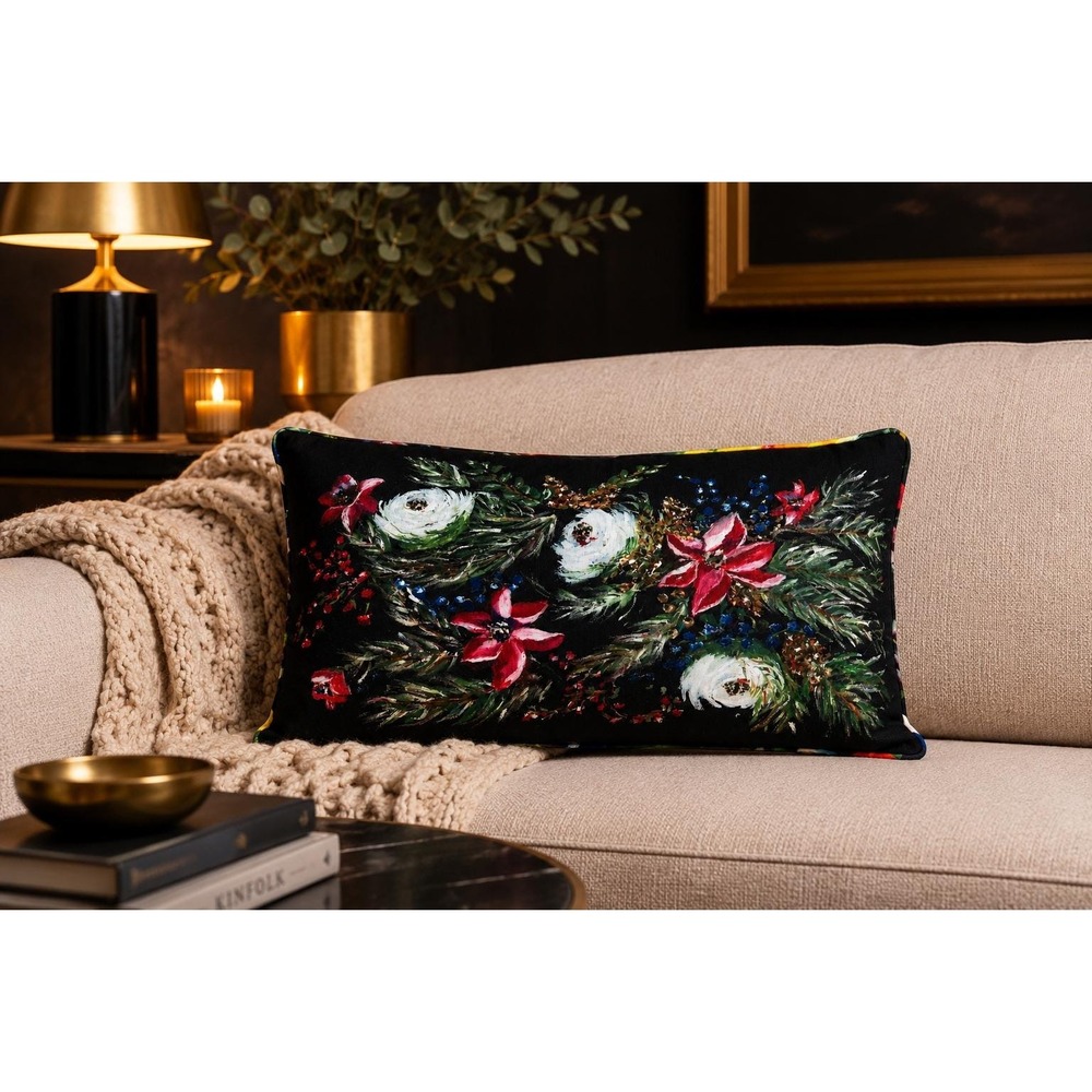 Fine Art Floral Lumbar Pillow Oil Painting Reproduction, Rich Moody Botanical